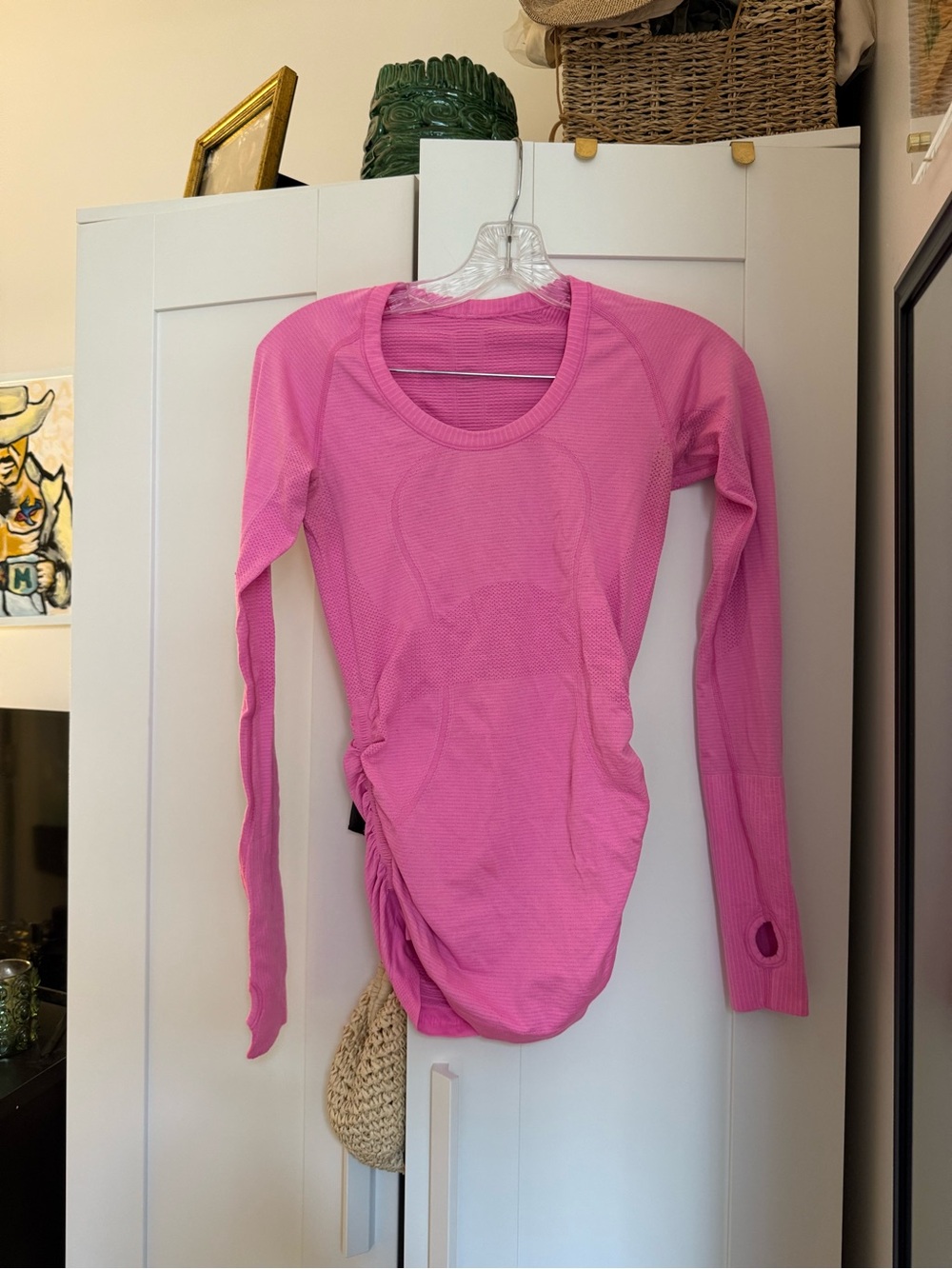 lululemon athletica Pink Long Sleeve Ruched Side Top